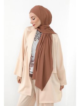 Boynu Kapatan Ninja Boneli Pratik Penye Koyu Kahve Şal,ps