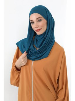 Boyun Kapatan Peçe Özellikli Penye Boneli Petrol Şal,ps