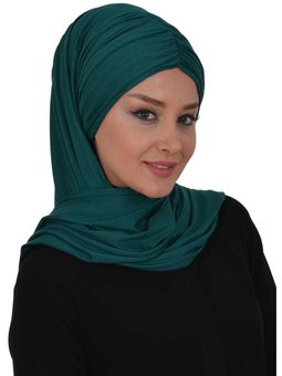 Büzgülü Pratik Penye Yeşil Şal,cps