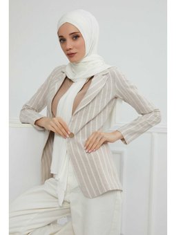 Önü Çapraz Pratik Penye Krem Şal,ps