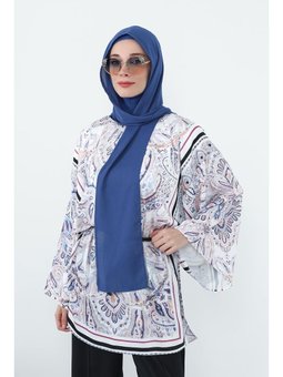 Penye İç Boneli Krep İndigo Şal,ps