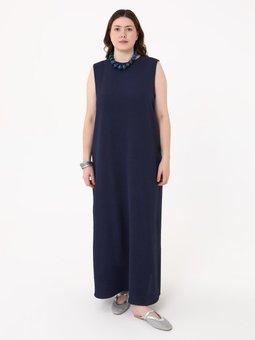 Büyük Beden Kolsuz Aerobin Lacivert Elbise