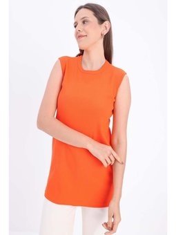 Shirt Turuncu Pamuklu Fitilli Kolsuz T