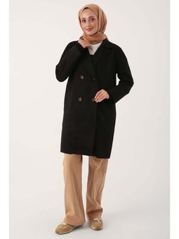 Süet Kruvaze Blazer Ceket Siyah