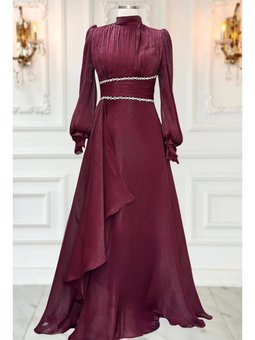Alize Bordo Abiye Elbise