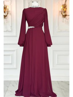 Peri Bordo Abiye Elbise