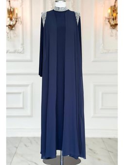 Zambak Lacivert Abiye Elbise