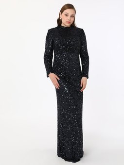 Büyük Beden Lacivert Abiye Elbise