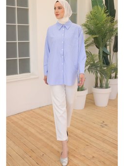Çizgili Gömlek Mavi