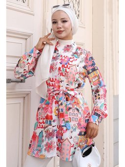 Desenli Kırmızı Gömlek