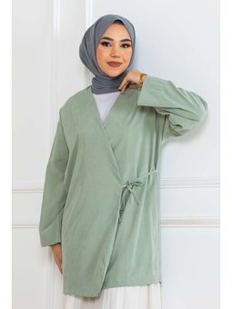 Yandan Bağmalı Kimono Çağla