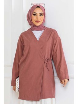 Yandan Bağmalı Kimono Gül Kurusu