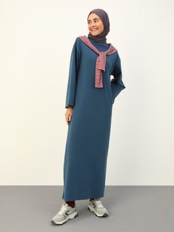 Petrol Bisiklet Yaka Uzun Sweatshirt