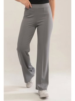 Ahves Çımalı İspanyol Paça Gri Pantolon