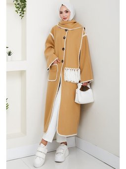 Arlin Atkılı Kaşe Uzun Vizon Ceket