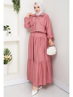 Milda Ceket Elbise İkili Gül Kurusu Takım