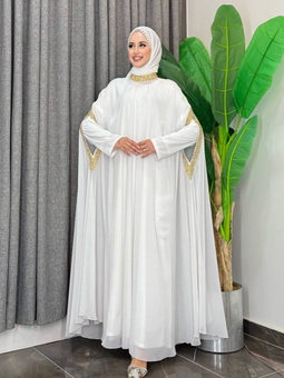 Taş İşleme Detaylı Pelerinli Elbise Takımı Parça