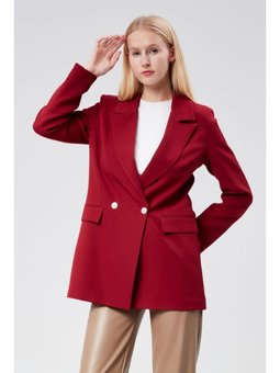 Oversize Dokuma Blazer Bordo Ceket