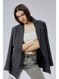 Oversize Uzun Blazer Antrasit Ceket