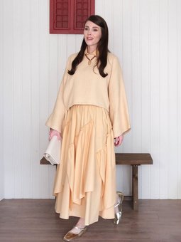 Kat Detay Bohem Sarı Etek