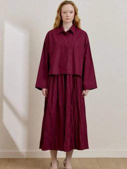 Kraşlı Balon Mürdüm Etek