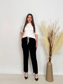 Büyük Beden Beli Lastikli Havuç Siyah Pantolon