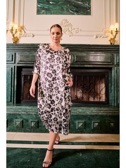 Büyük Beden Kollar Düğme Detaylı Siyah Elbise