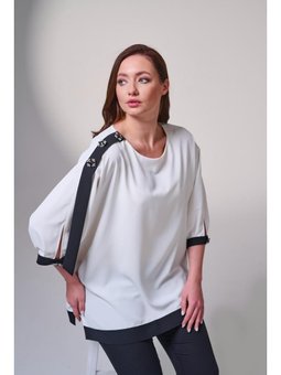 Büyük Beden Yakada Yıldız Aksesuarlı Kemik Gömlek