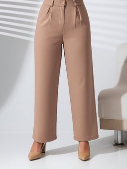 Kahverengi Krep Kumaş Düğmeli Ve Cepli Palazzo Pantolon