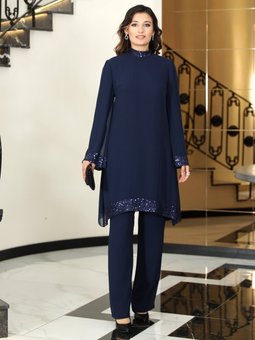 Umay Şifon Lacivert Abiye Takım