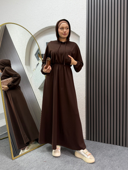 Kapüşonlu Elbise Kahve