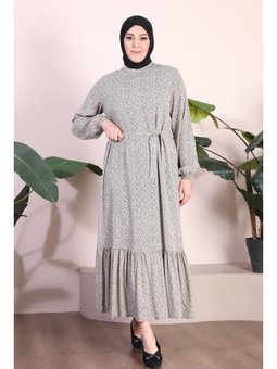 Kadin Büyük Beden Hakim Yaka Çıtır Viskon Elbise Taş