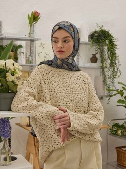 Arıa Desen Mavi Şal