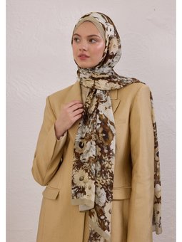 Beauty Blossom Desen Rami Vizon Şal