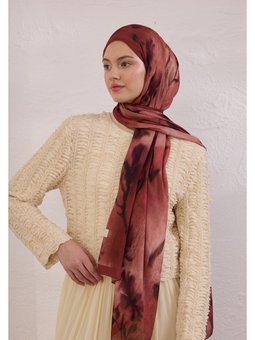 Dark Flora Desen Rami Şal Koyu Kiremit