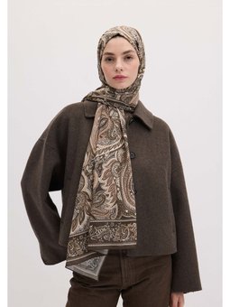 Dark Vıntage Desen Somon Şal