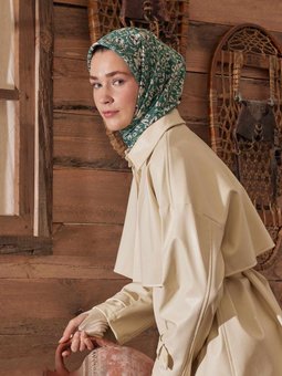 Estelle Desen Pamuk İpek Yeşil Eşarp