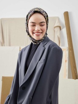 Etnıc Desen Pamuk İpek Eşarp Adaçayı