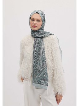 Etnıc Floral Desen Şal Gümüş