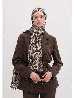 Floral Paısley Desen Antrasit Şal
