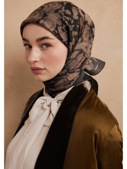 Freda Desen Pamuk İpek Sütlü Kahve Eşarp