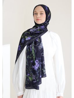 Garden Joy Floş Viskon Lacivert Şal