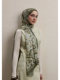 Laura Desen İpek Krep Haki Şal