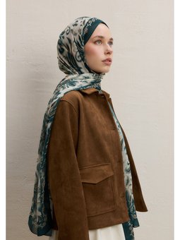 Laura Desen İpek Krep Koyu Yeşil Şal