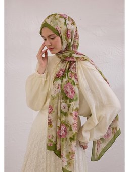 Magnolıa Desen Rami Yeşil Şal