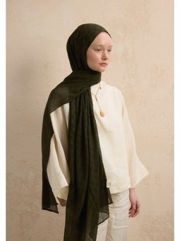 Modal Damalı Şal Asker Yeşil Şali