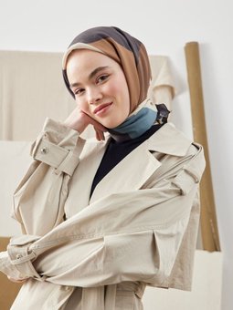 Multı Colors Desen Pamuk İpek Eşarp Kahve