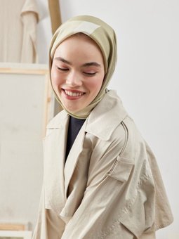 Multı Colors Desen Pamuk İpek Pastel Yeşil Eşarp