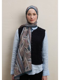 Paısley Elegance Desen Mavi Şal