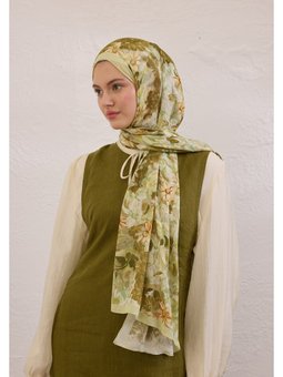 Summer Bloom Desen Rami Şal Çağla Yeşil Şali